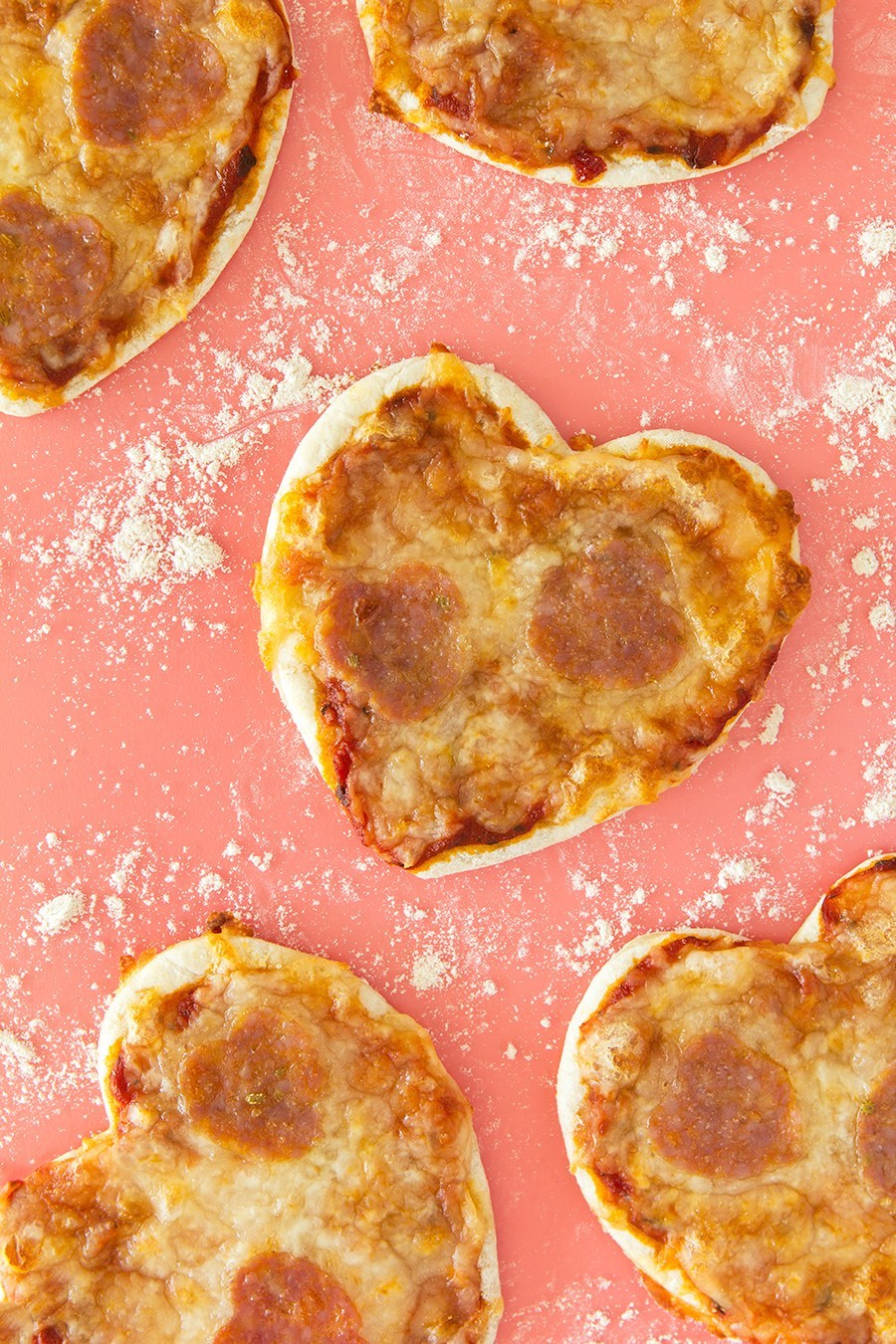 mini heart shaped pizzas