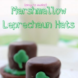 Chocolate cookie with chocolate covered marshmallow and green candy shamrock design