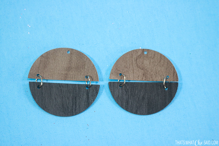 Split Circle earrings connected together with jump rings