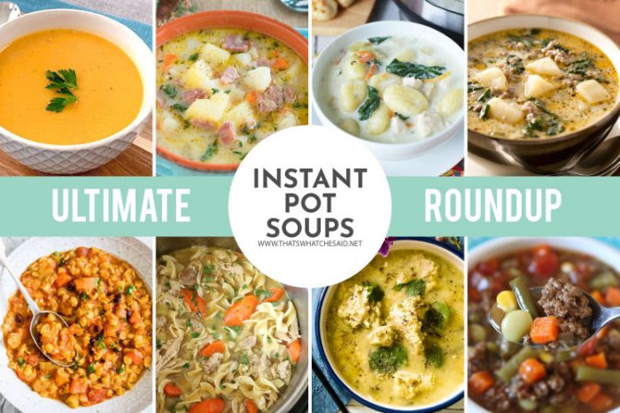 collage of instant pot soup recipes