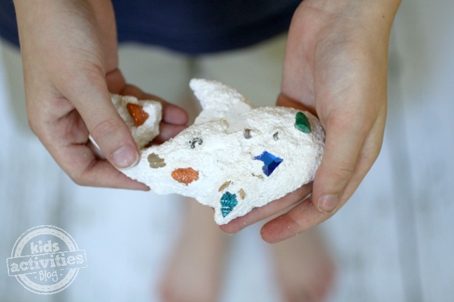 Sand molds with cute shells made from plaster of Paris.