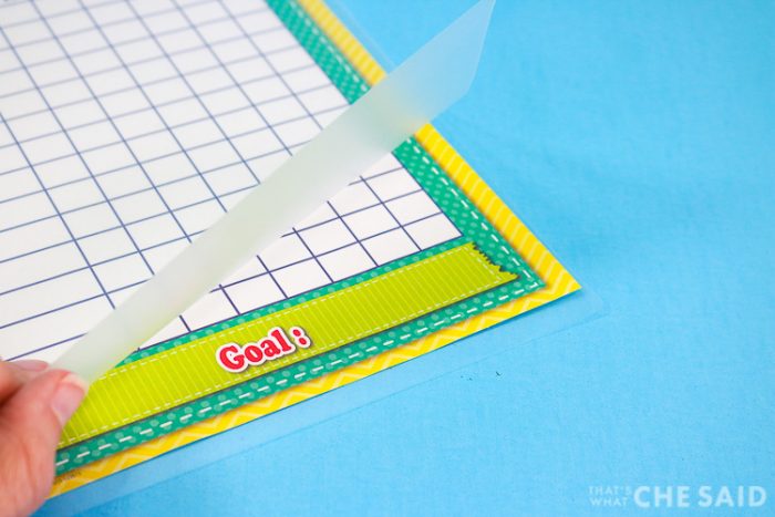 Close up of Chore Chart Printable inside the laminating pocket