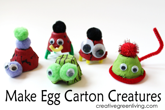 Creatures made from egg cartons