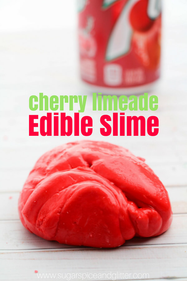 Red edible slime flavored as cherry limeade