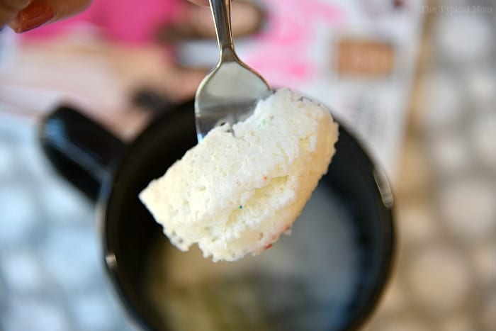 Angel food cake made in a mug.