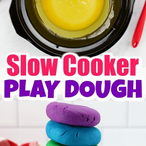 Colored play dough made in a crockpot.
