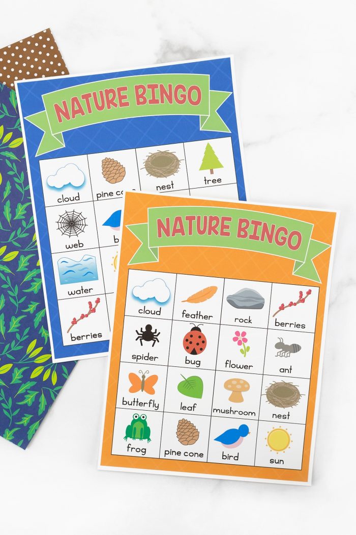Printable nature bingo cards.