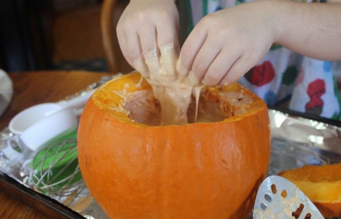 Pumpkin filled with pumpkin pie scented slime.