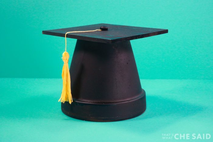 Horizontal of finished clay pot grad cap