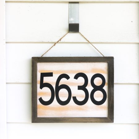 DIY House number sign hanging next to front door - vertical layout