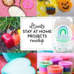 Collage of stay at home activities, recipes and more in vertical format