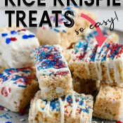 Krispies stacked on a plate with graphic wording for a Pinterest Pin