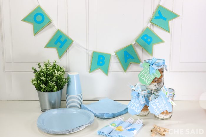 Baby shower table set up