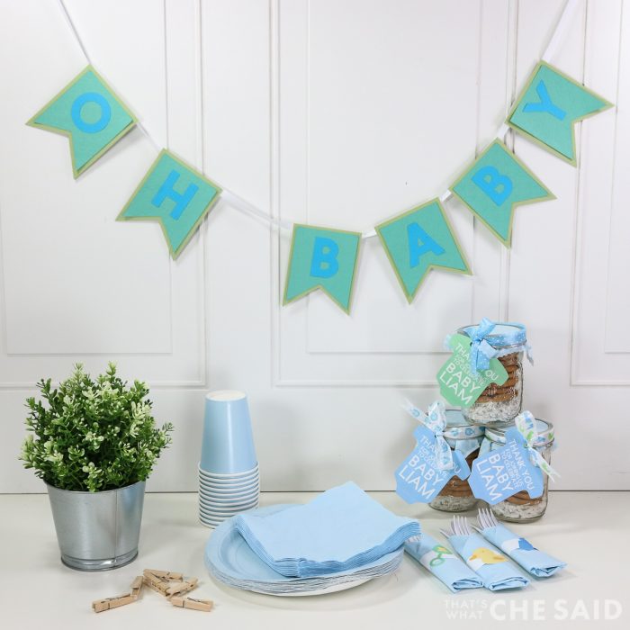 Oh Baby Banner with Other baby shower things