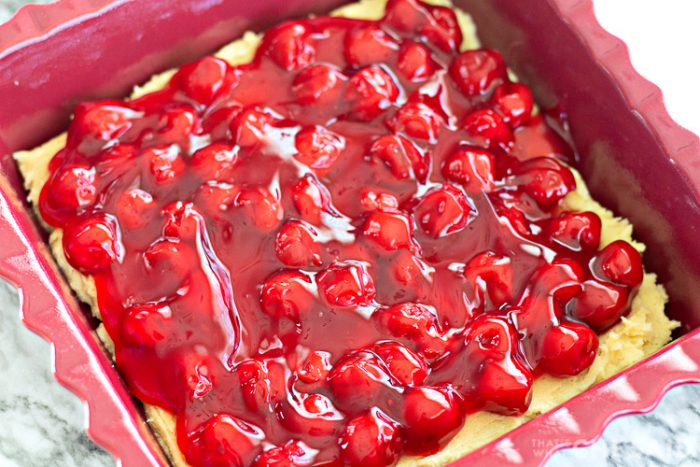 Cherry bars with cherry filling spread