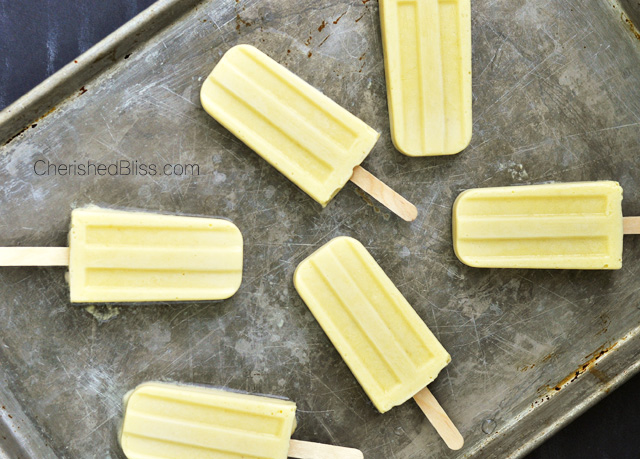 Hawaiian Cream Pops on a sheet pan