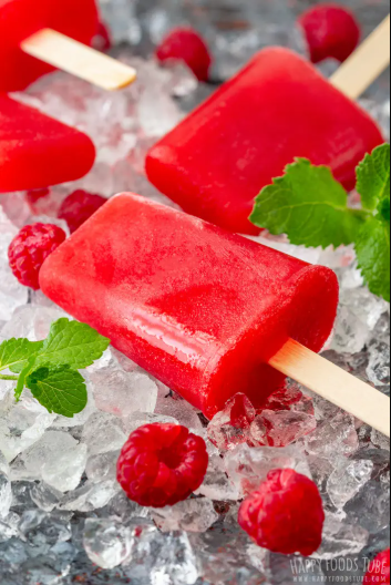 Raspberry Mint pops on ice