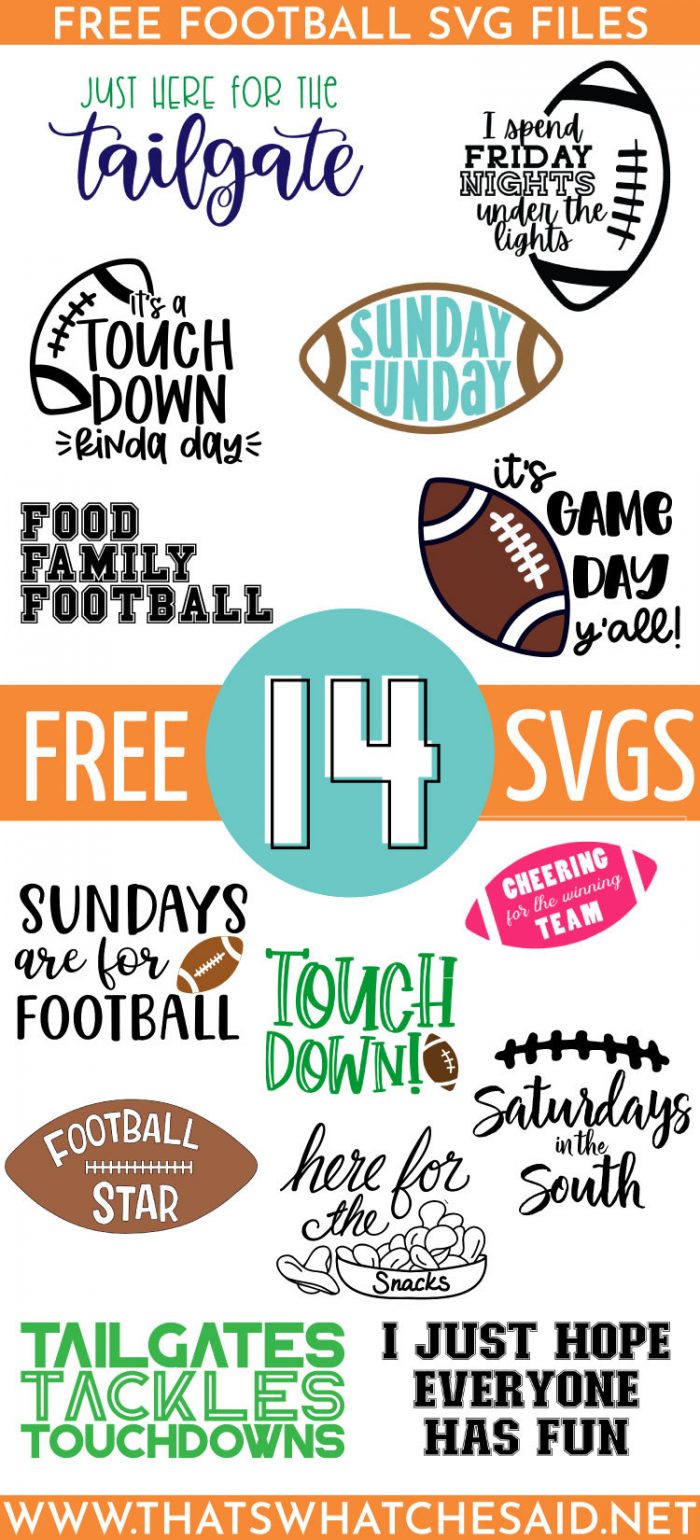 Vertical pin collage of 14 Free Football SVG Designs