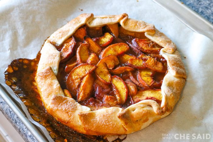 Baked galette out of oven