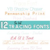 Long Image with both Penmanship & cursive Tracing font names