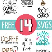 Collage of png depictions of free coffee svg files