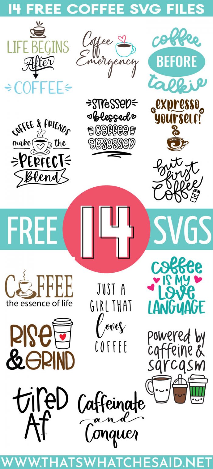 Collage of png depictions of free coffee svg files
