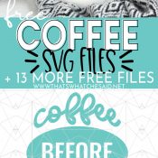 Pinterest Pin, Coffee Mug with wording about free coffee svg files