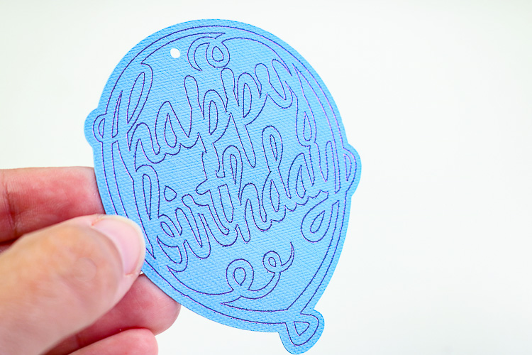 Blue Cardstock Gift Tag with Purple Foiled Happy birthday design