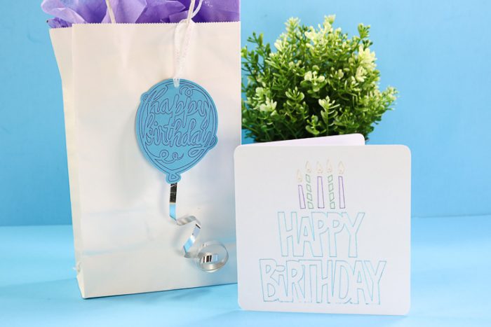 Birthday Balloon foiled gift tag and Foiled Birthday Card