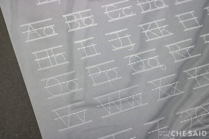 Close up of Alphabet Tracing Mat