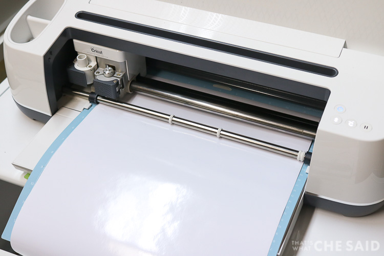 Cricut Maker cutting White Adhesive Vinyl