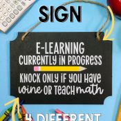 Elearning sign with school supplies