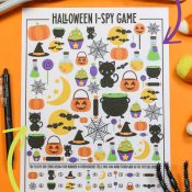 Vertical Shot of Halloween Ispy pritnable with added wording for Pinterest.