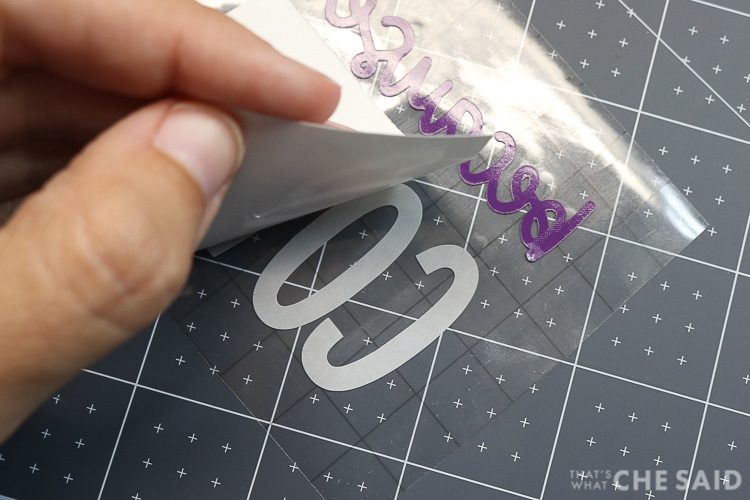 Removing Paper backing from adhesive vinyl on transfer sheet