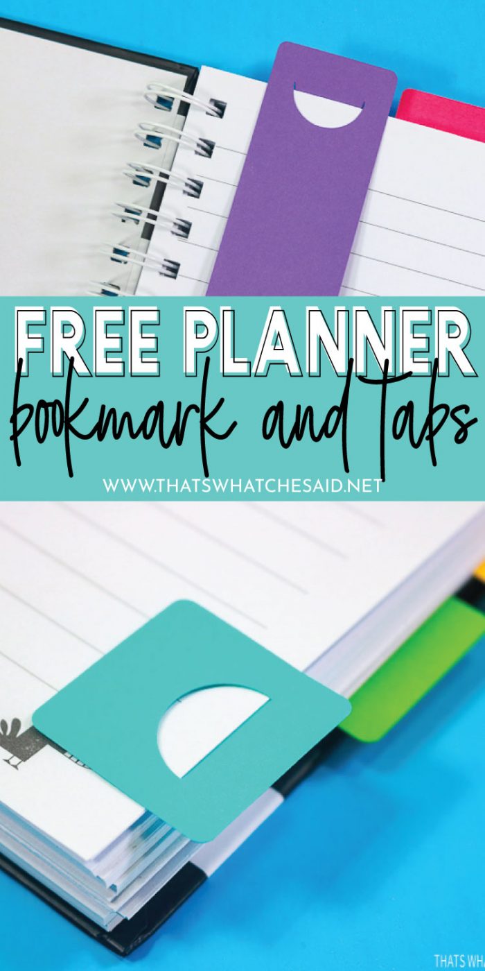 Pin image for free bookmark and planner tabs