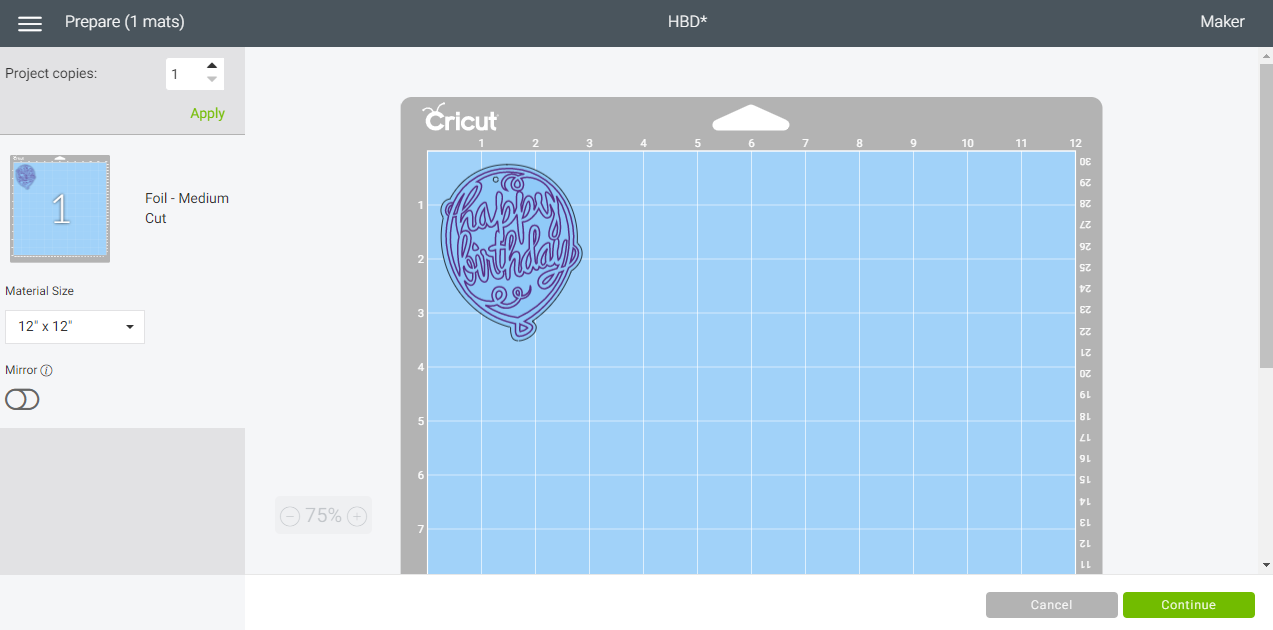 Mat Screen where foil design and base design are correct