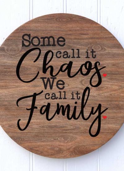 Circle Wooden Plaque with Family Quote in paint