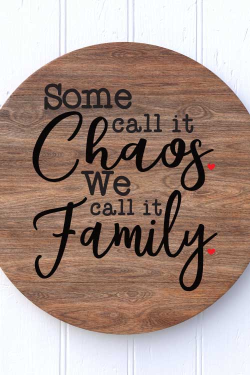 Circle Wooden Plaque with Family Quote in paint