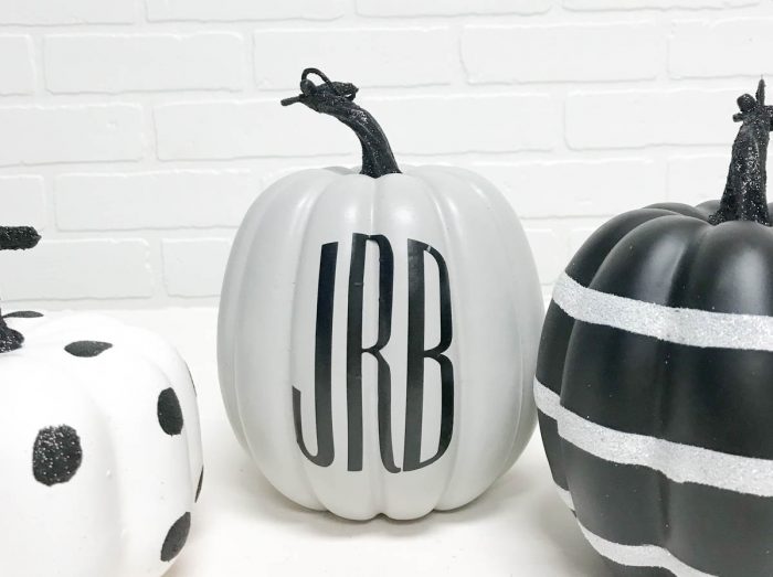 3 letter monogram on painted pumpkin