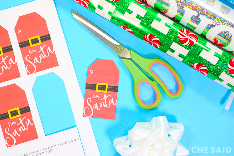 Cut out the From Santa Gift tags