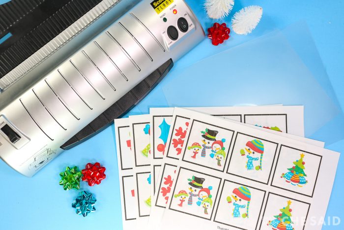 laminator, laminating sheets, printables and christmas decorations