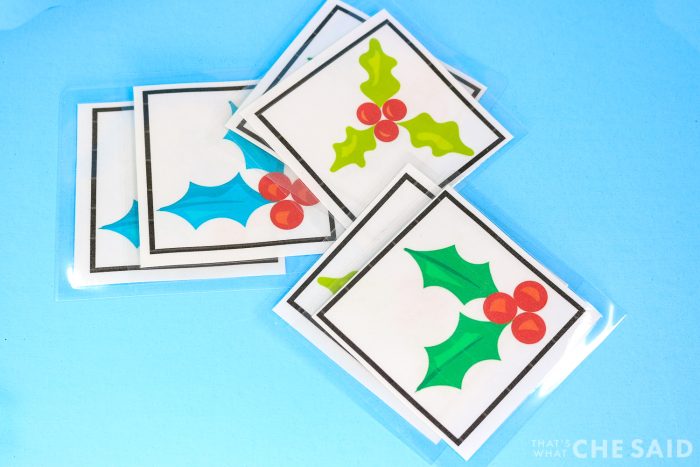 Cut and laminated memory matching cards