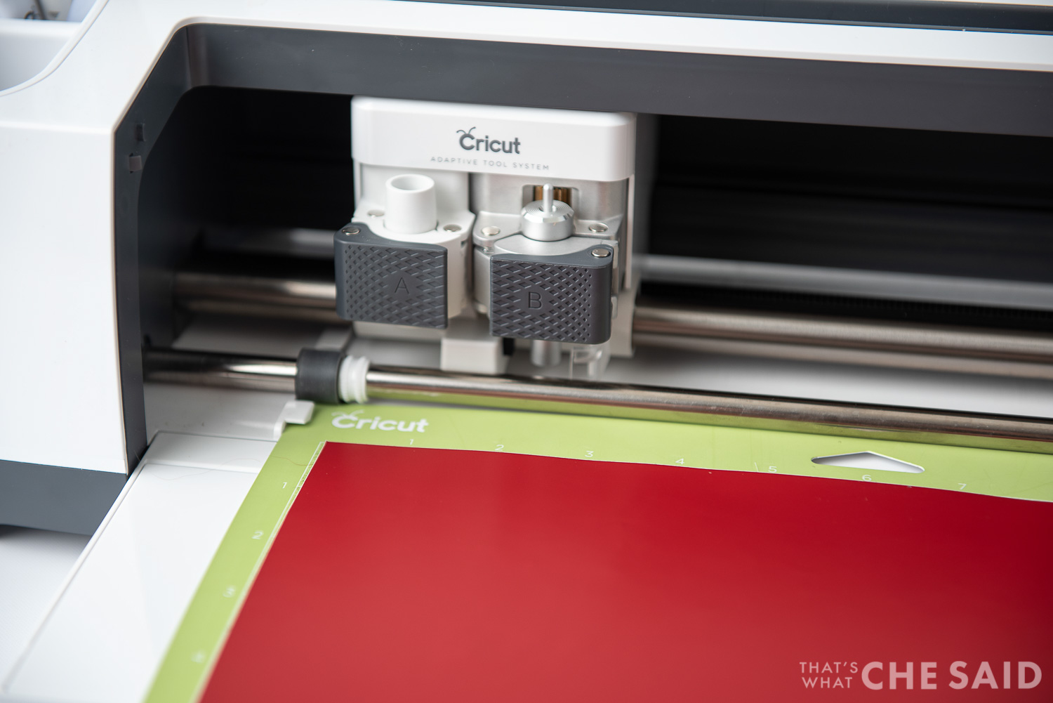 Cricut Maker Cutting Red Adhesive vinyl