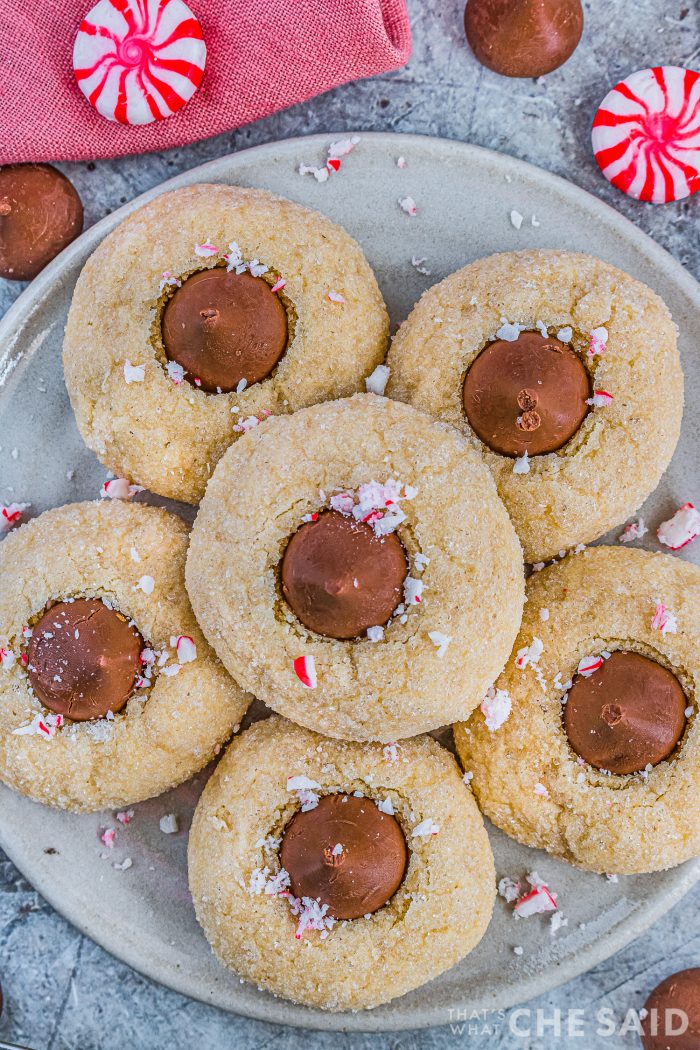 Close up top down shot of cookies on a plate