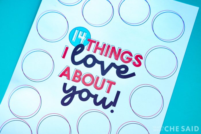 Close up of 14 things I lvoe about you printable