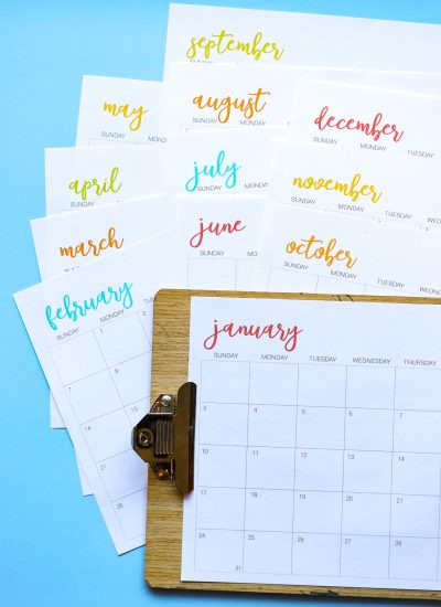 Blue background with white printable calendar sheets for year 2021