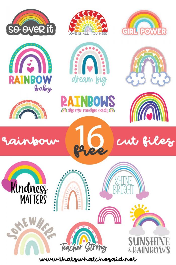 Collage of 16 Free Rainbow SVG files