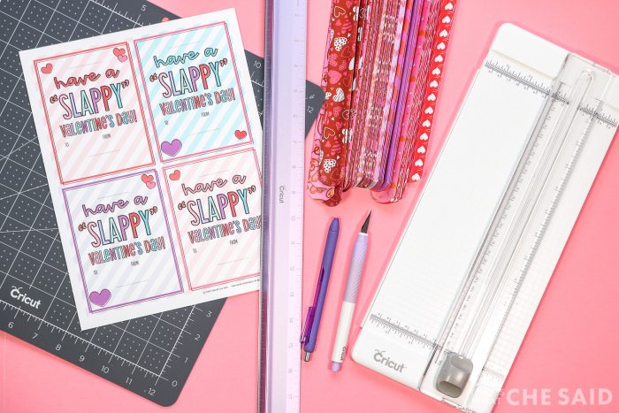 Slap bracelet Valentine Supplies on pink background