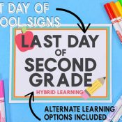 Blue Background with School Markers and Free Printable Last Day of school SIgn