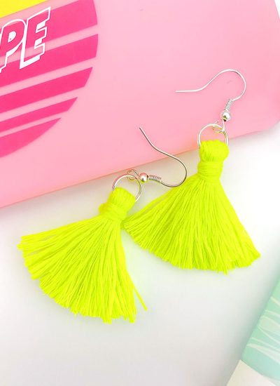 Tassel earring with make up brushes